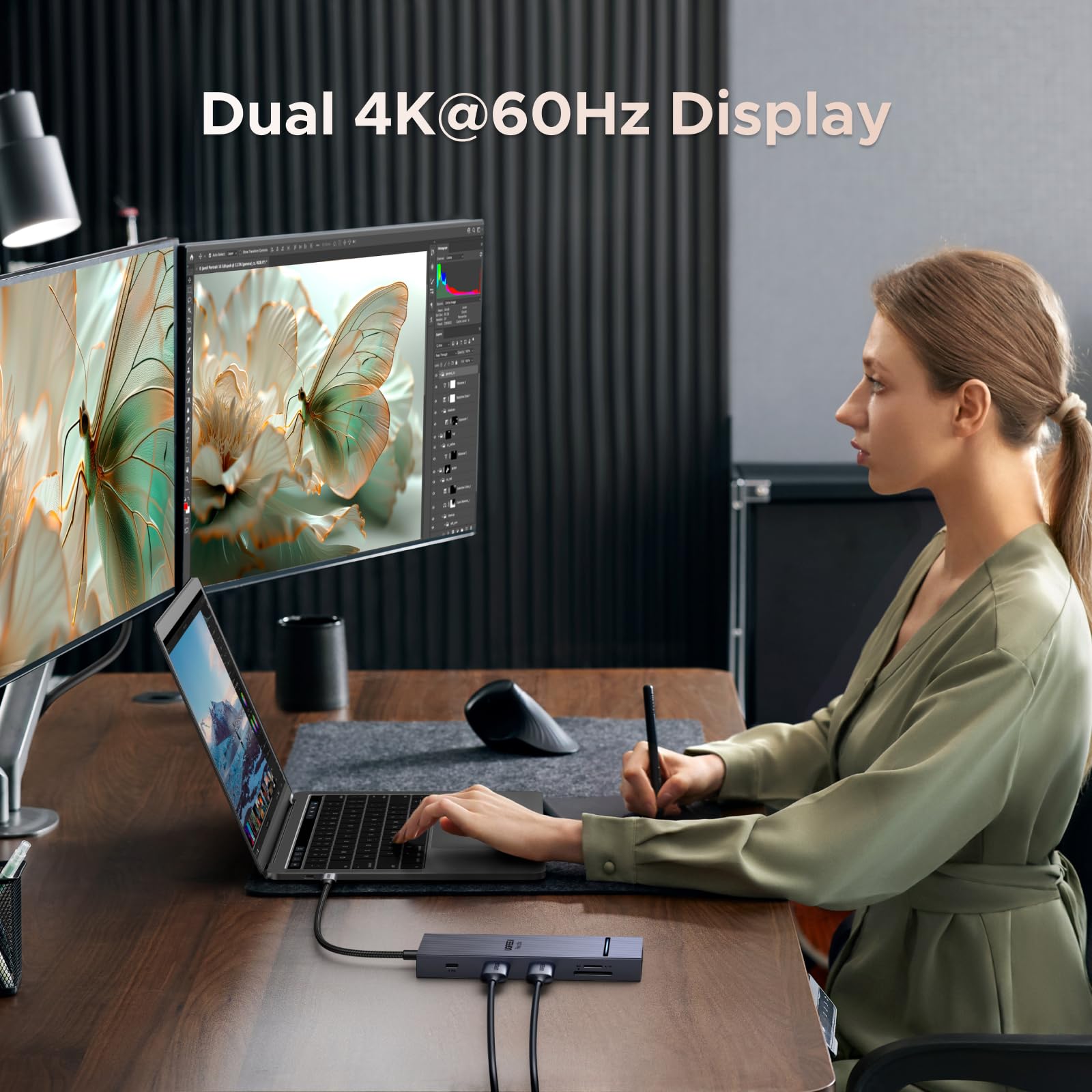 UGREEN Revodok 10 in 1 USB C Docking Station Dual 4K Monitor