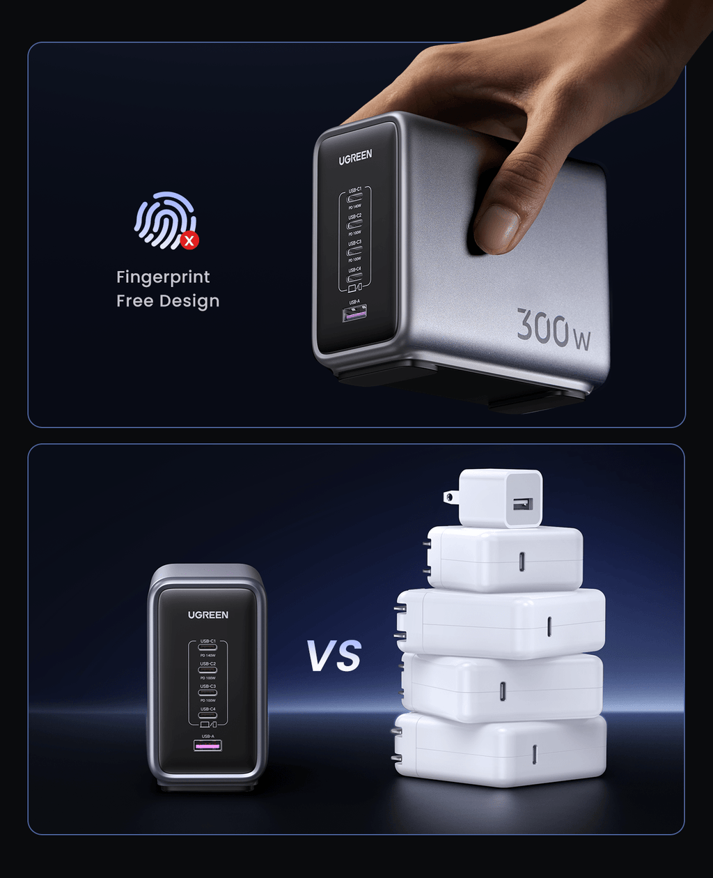 (Bundle) Nexode 300W Charger + 6.6FT 100W USB-C Cable 2 Pack