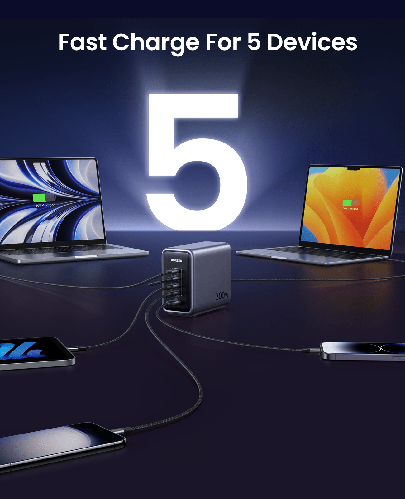 (Bundle) Nexode 300W Charger + 6.6FT 100W USB-C Cable 4 Pack