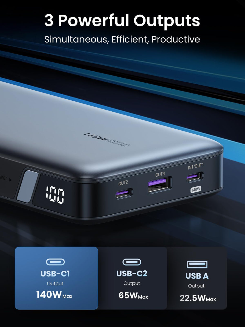 (Bundle) 145W Power Bank + 240W USB-C Cable