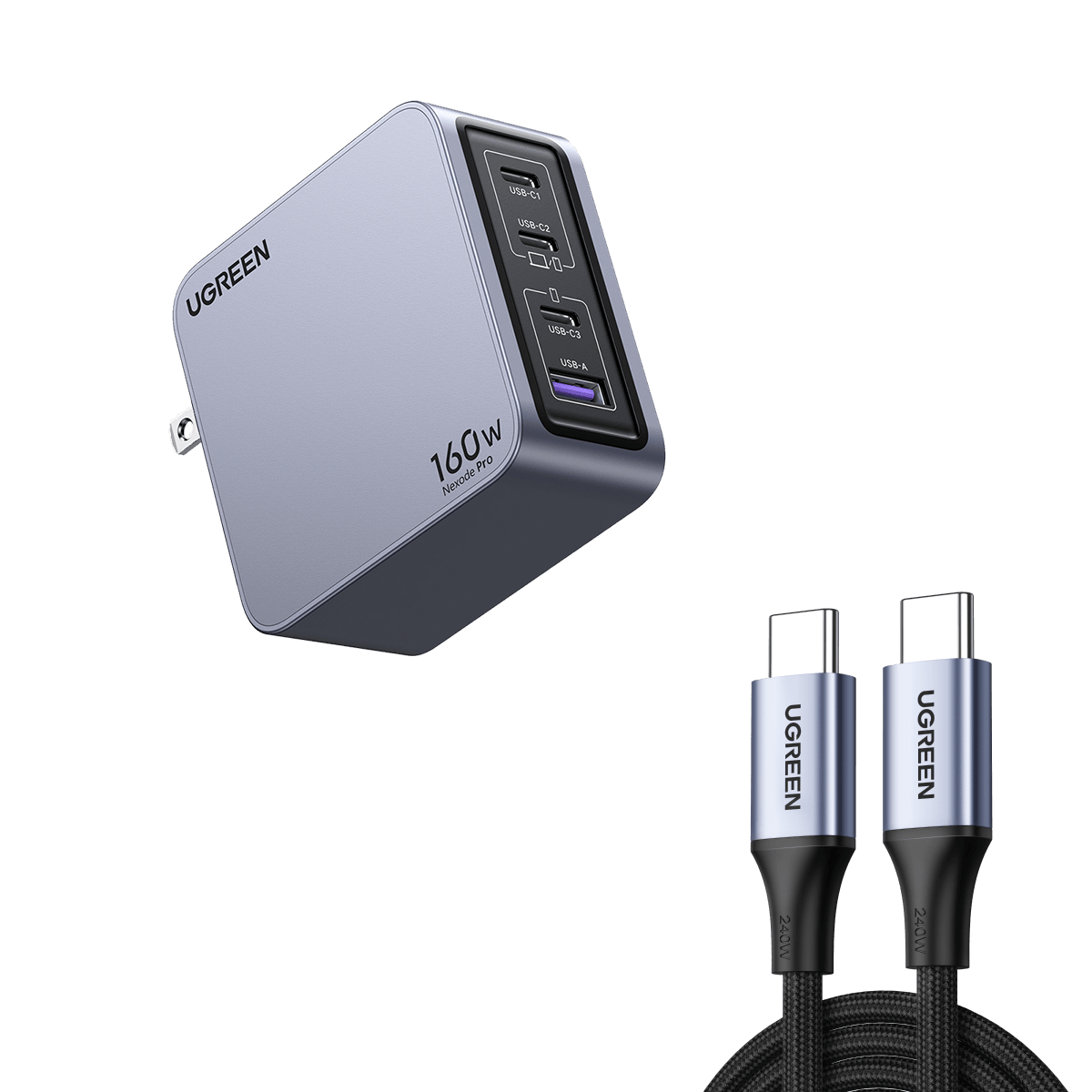 Nexode Pro 160W + 6.6FT 100W USB-C Cable 2 Pack