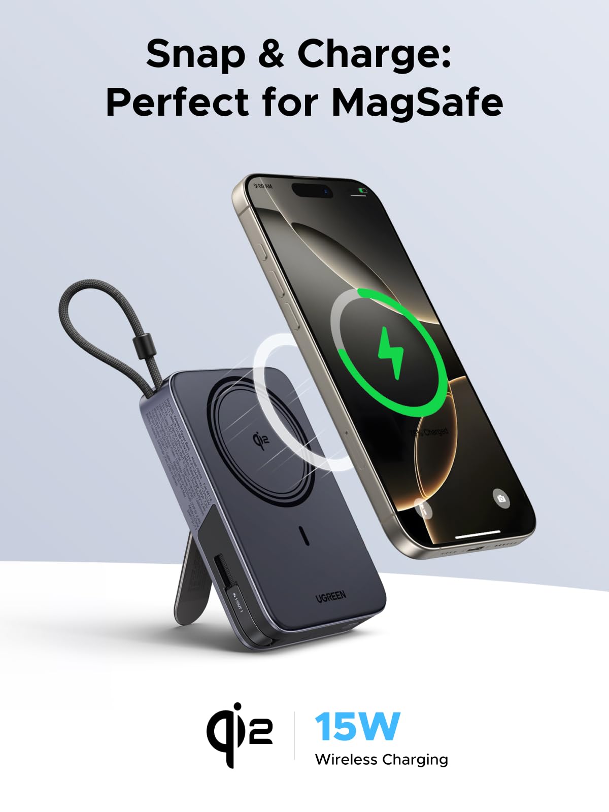 UGREEN 10000mAh Qi2 15W Magnetic Power Bank