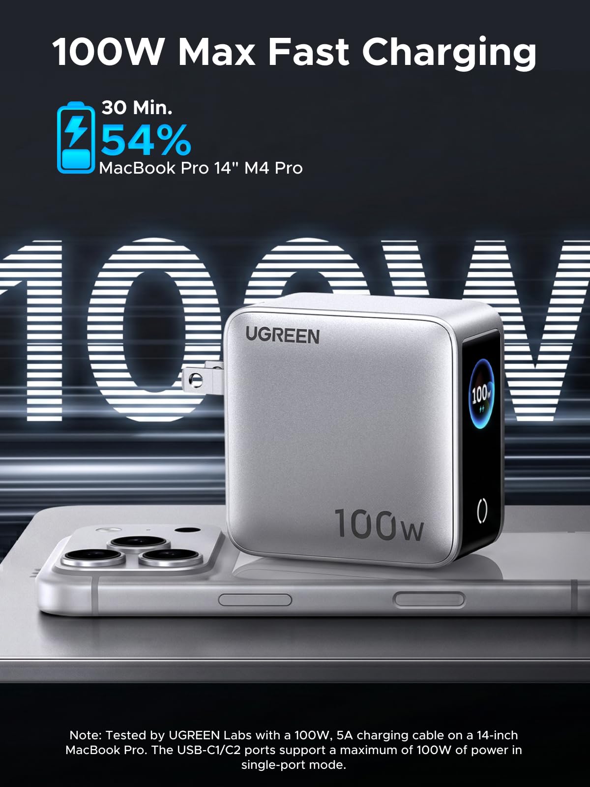 UGREEN Nexode Pro 100W 4-Port GaN Charger with Smart Display
