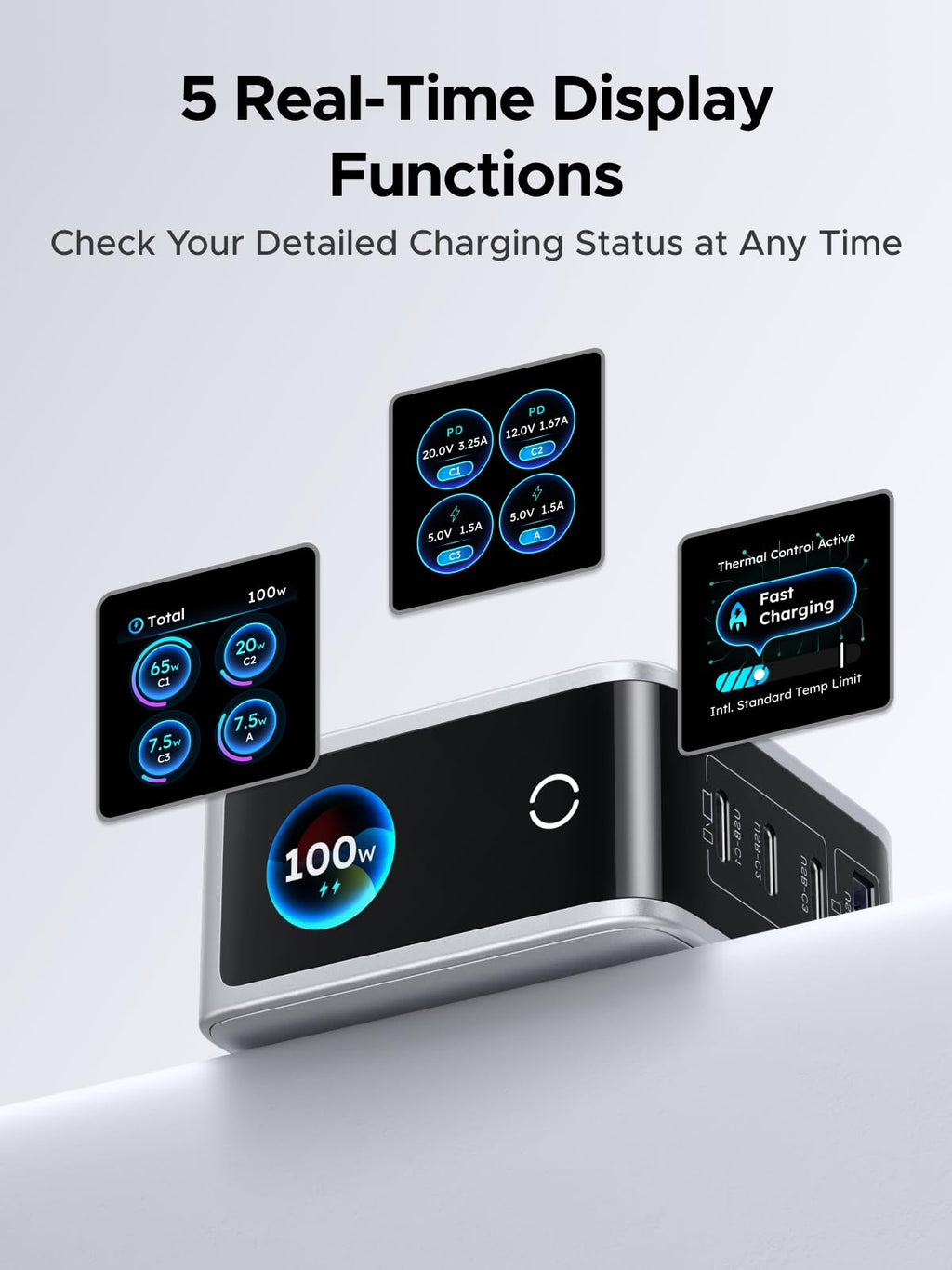 UGREEN Nexode Pro 100W 4-Port GaN Charger with Smart Display