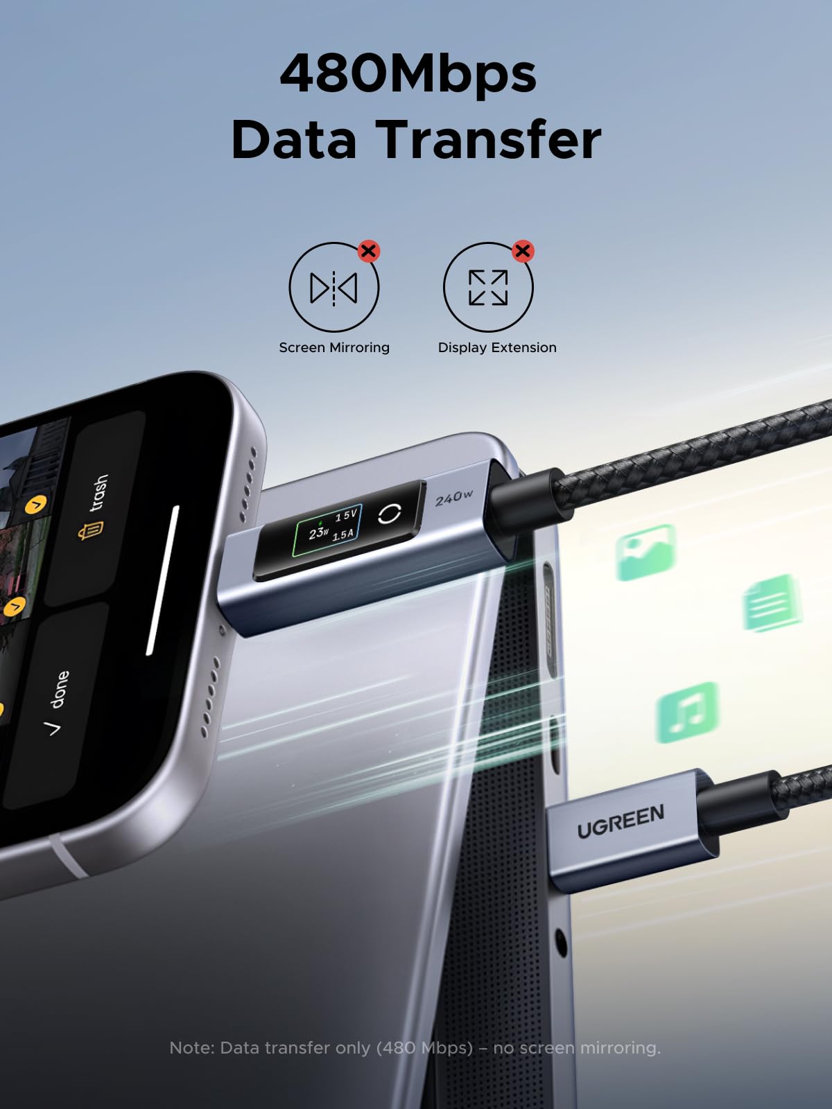 UGREEN Nexode 240W USB-C Cable with Digital Display