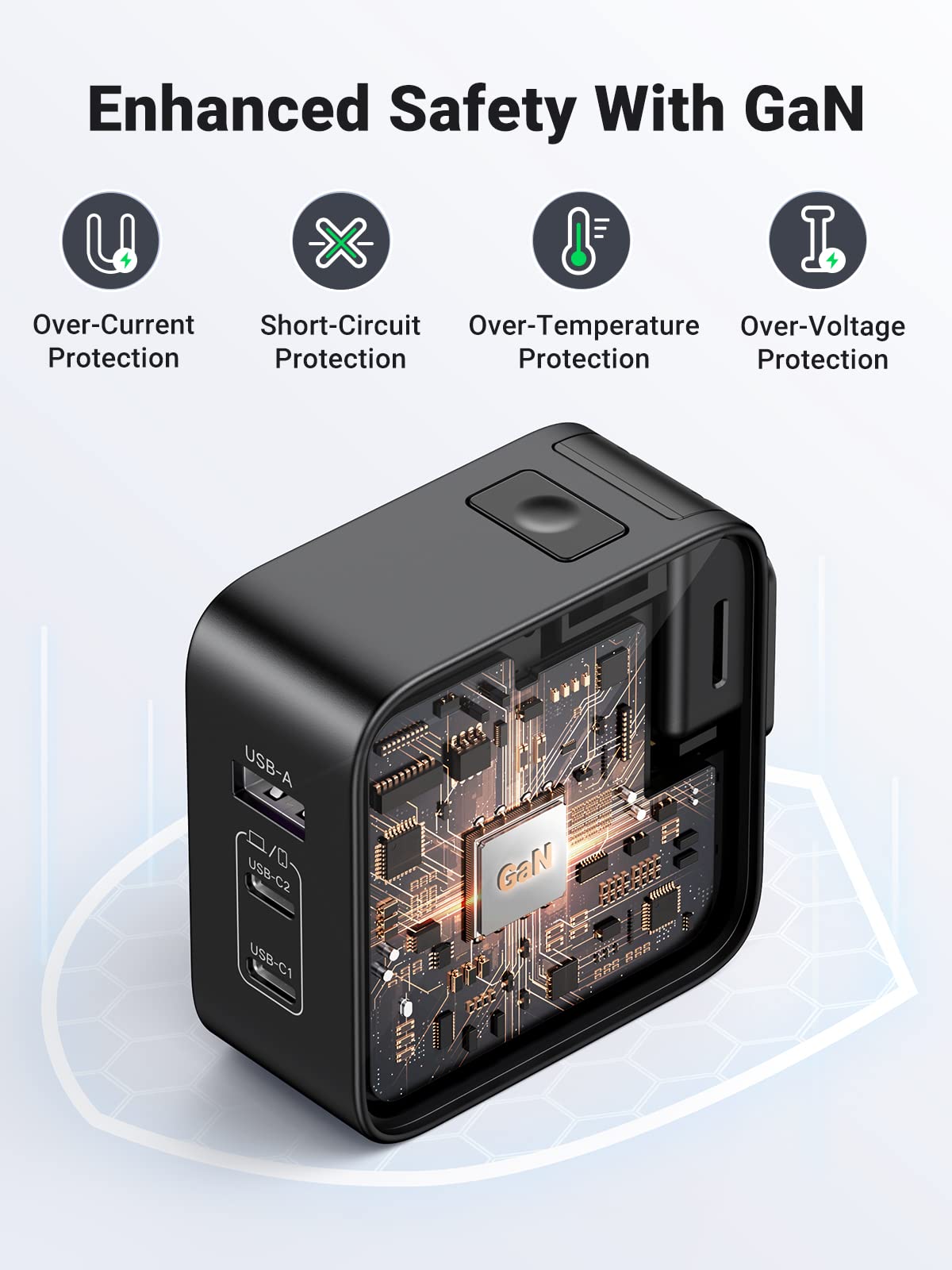 UGREEN Nexode 65W 3-Port Travel Charger with US/UK/EU Plug