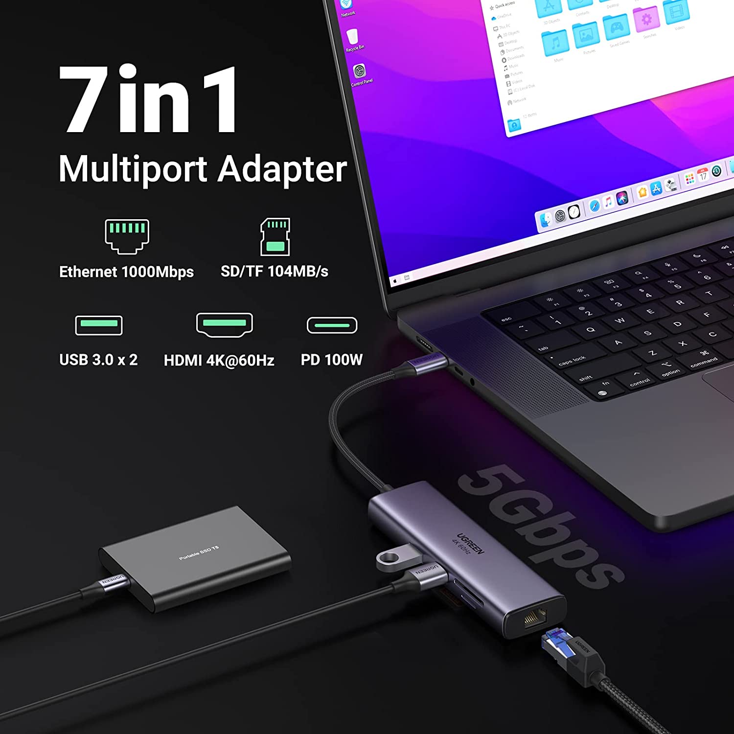 UGREEN 7-in-1 USB-C Hub with 4K HDMI