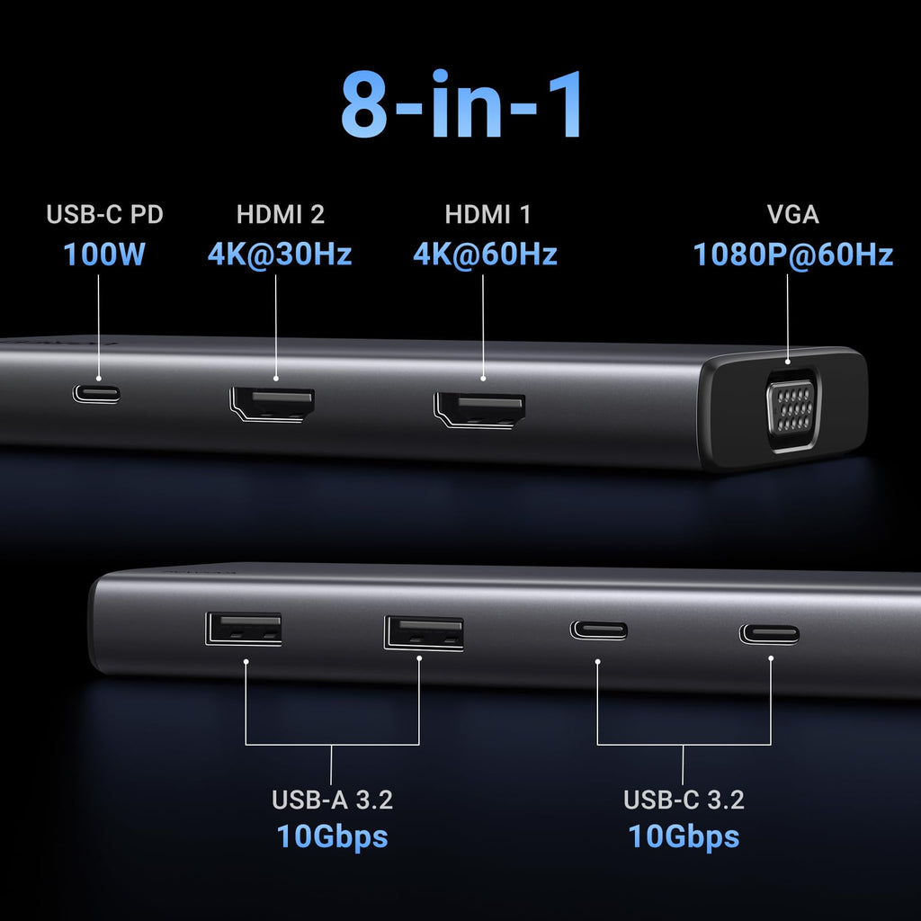 UGREEN 8 in 1 USB C 4K Docking Station Dual Monitor