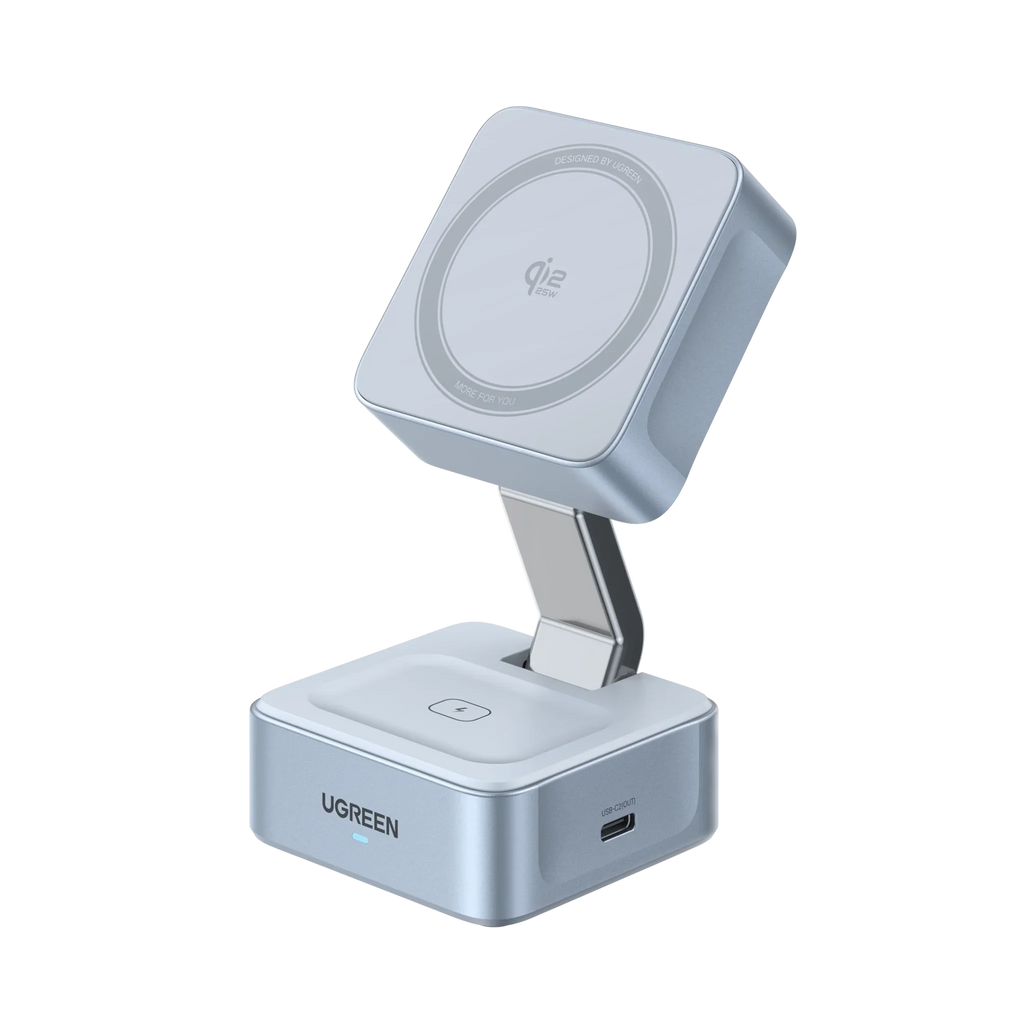 UGREEN MagFlow 2-in-1 Magnetic Wireless Charger (Qi2 25W, MagSafe-Compatible)