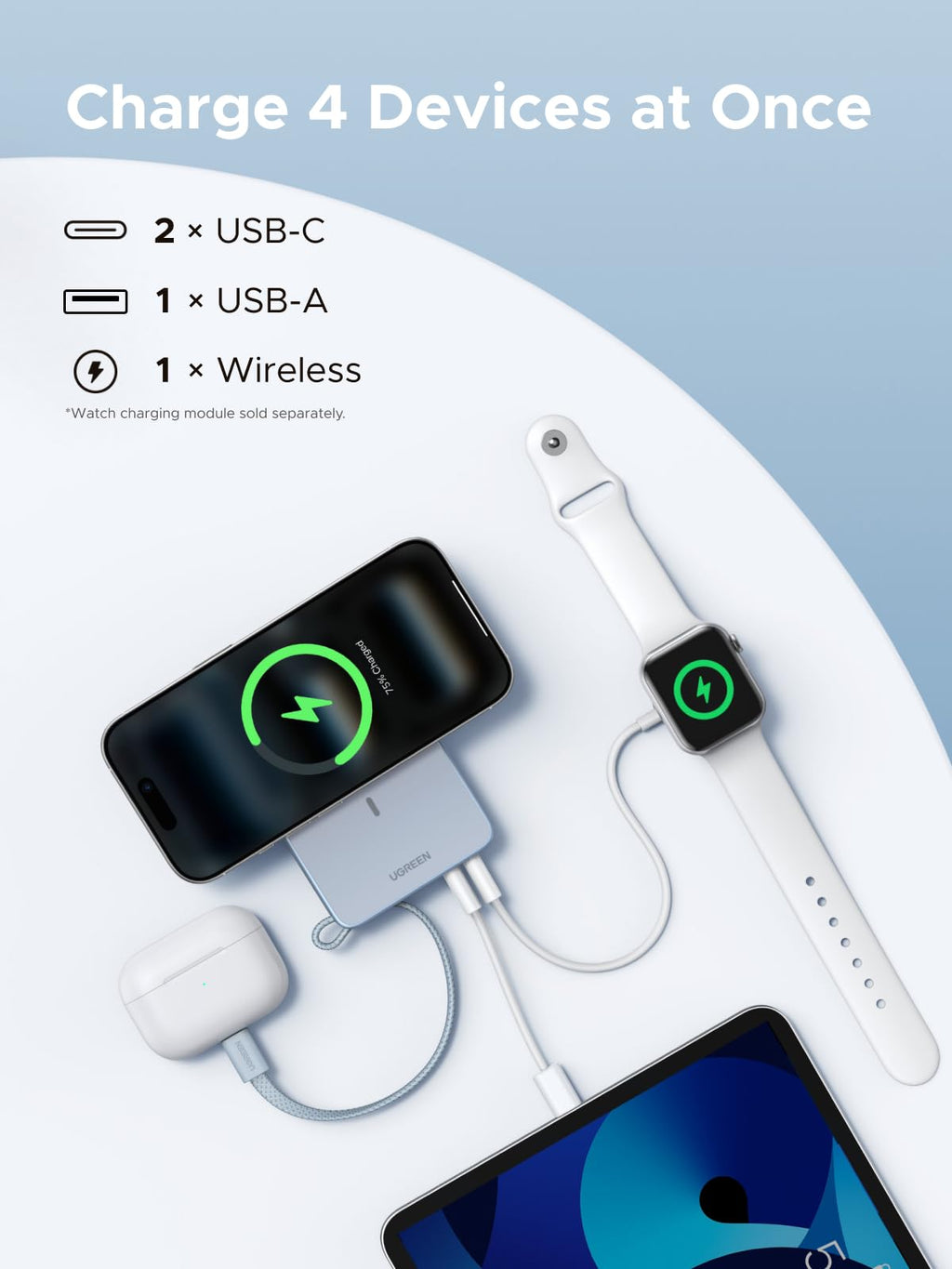 UGREEN MagFlow Magnetic Wireless Power Bank 20000mAh Qi 25W