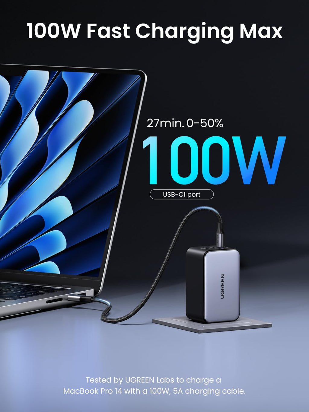 UGREEN Nexode 100W 3-Port Charger with Foldable Plug