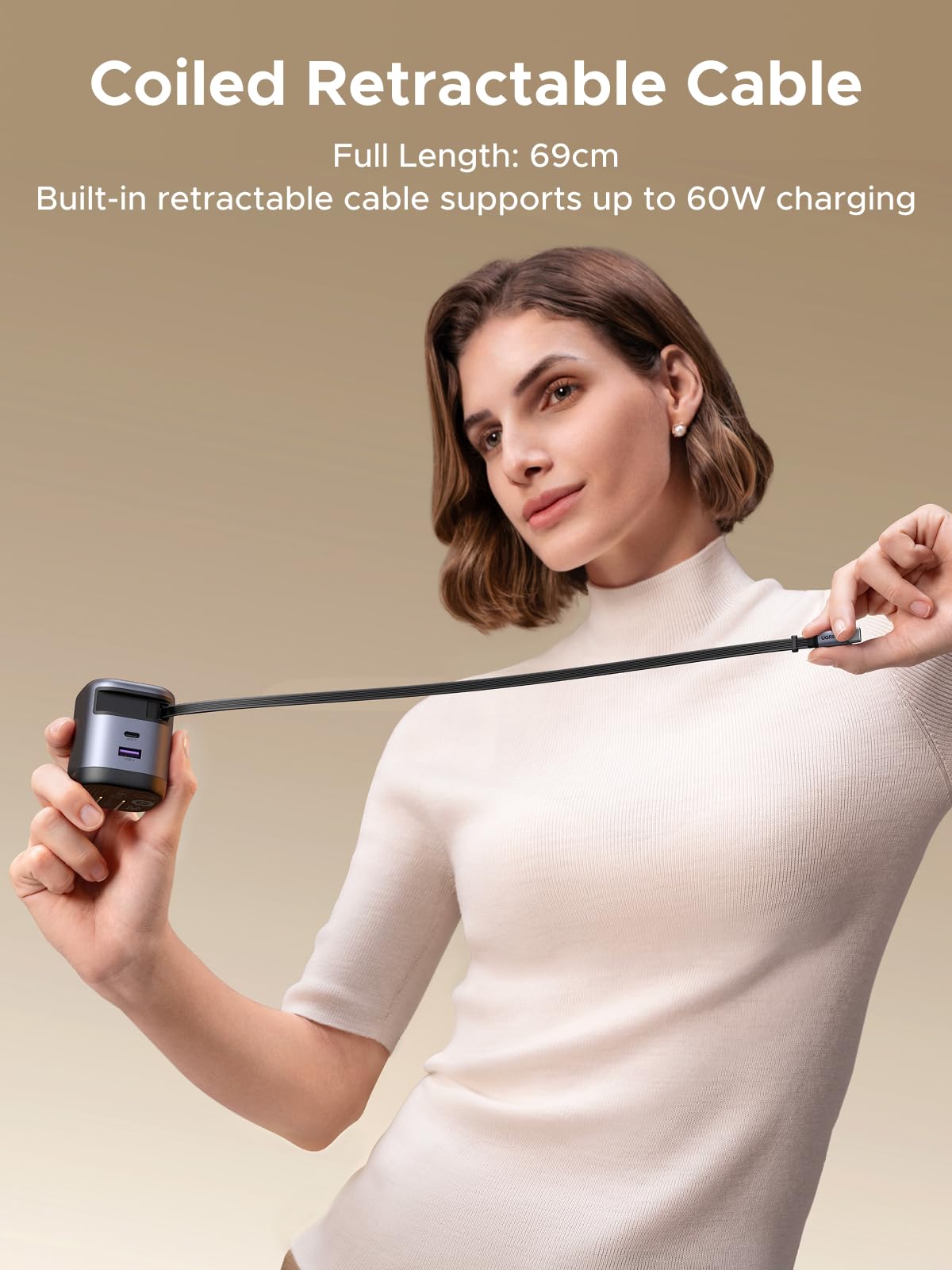 UGREEN Nexode 65W Charger with Retractable USB-C Cable
