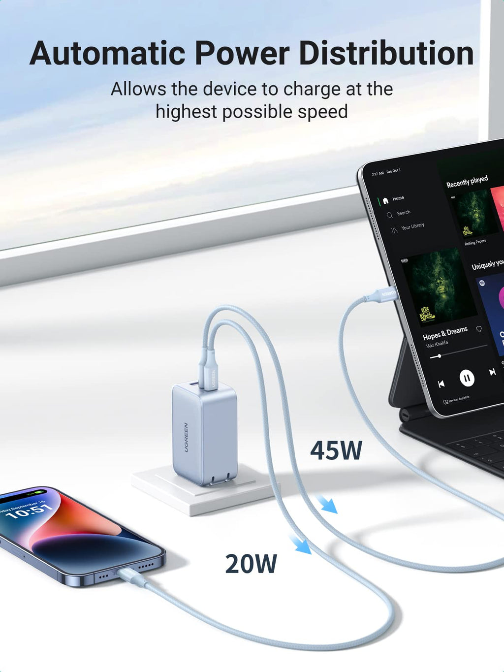 UGREEN Nexode 65W USB C GaN Charger-3 Ports Wall Charger Bundle