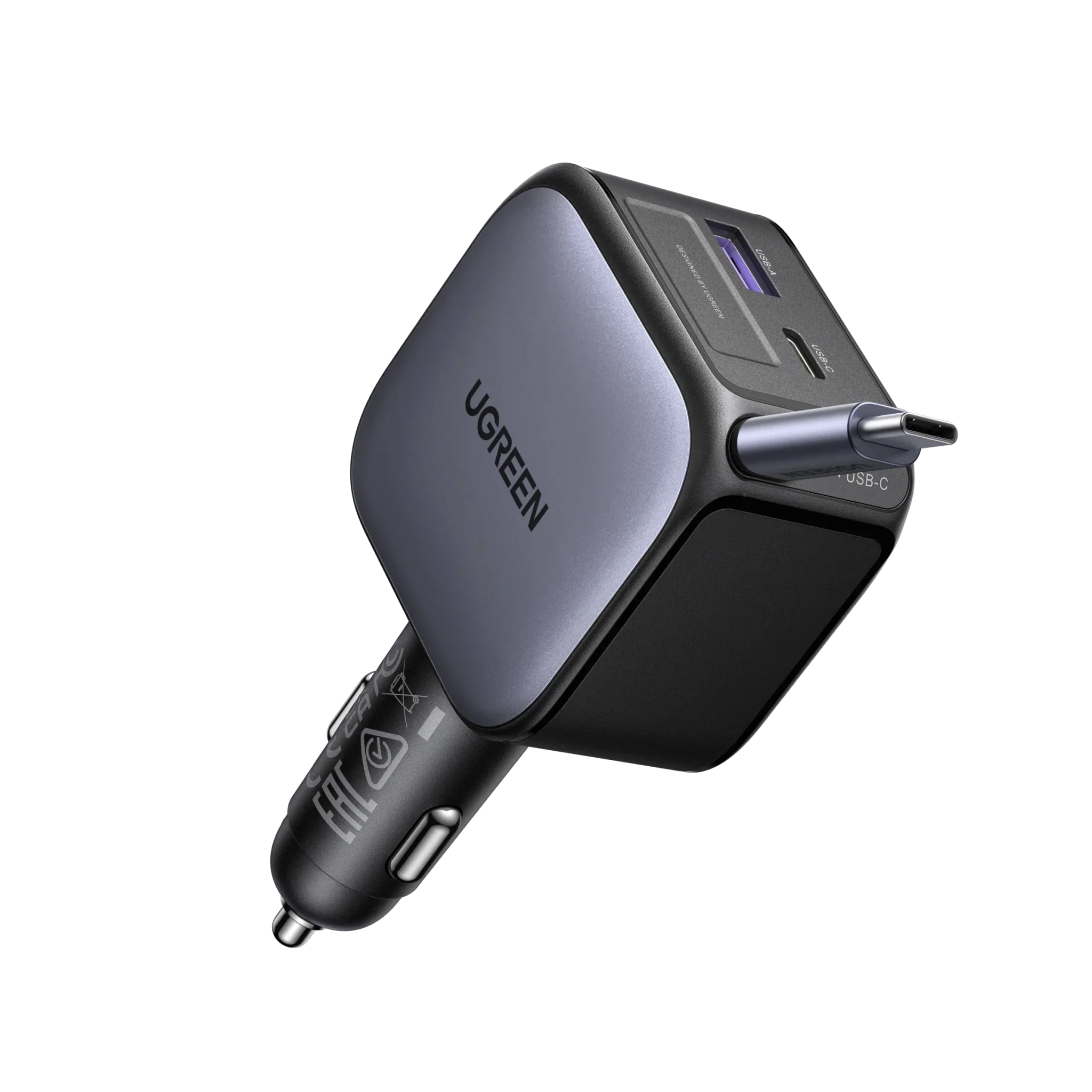 UGREEN Nexode Car Charger 90W with Retractable USB-C Cable