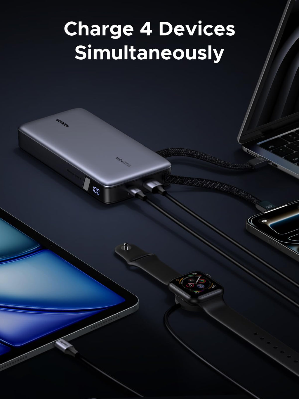 UGREEN Nexode Power Bank 25000mAh 165W with Built-in Cables