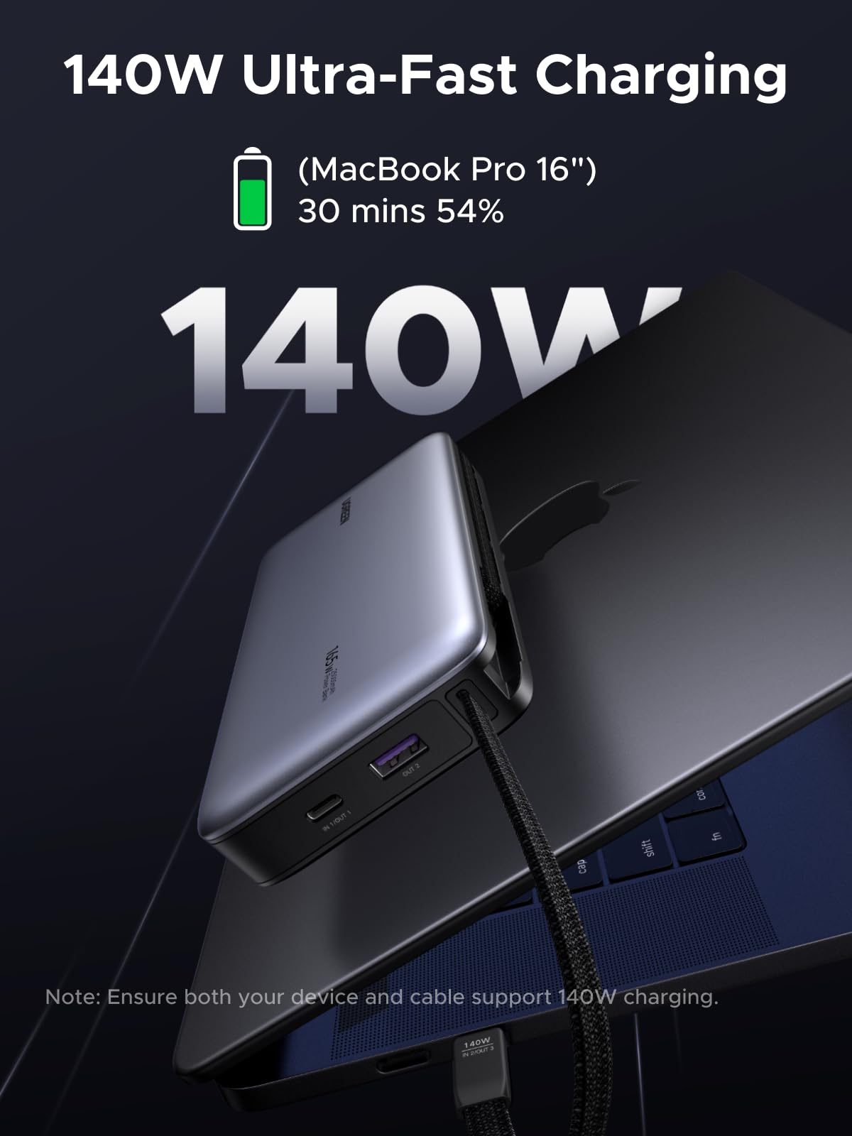 UGREEN Nexode Power Bank 25000mAh 165W with Built-in Cables