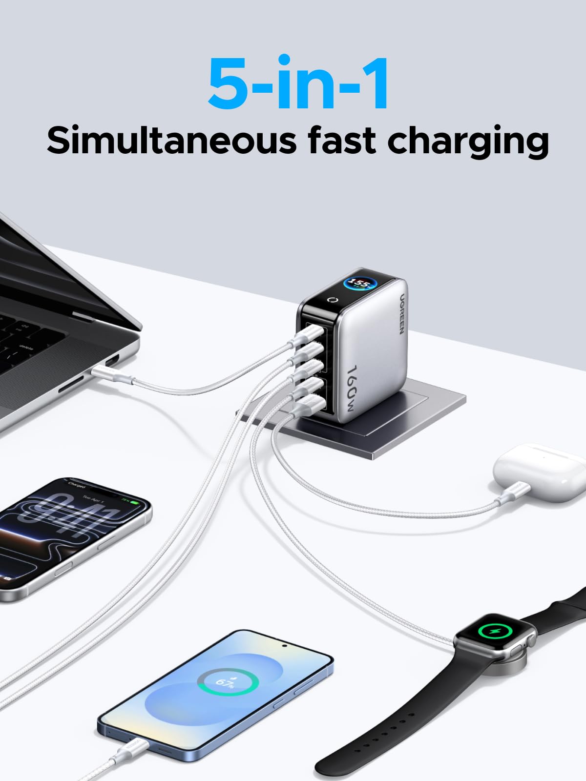 UGREEN Nexode Pro 160W 5-Port USB-C Charger