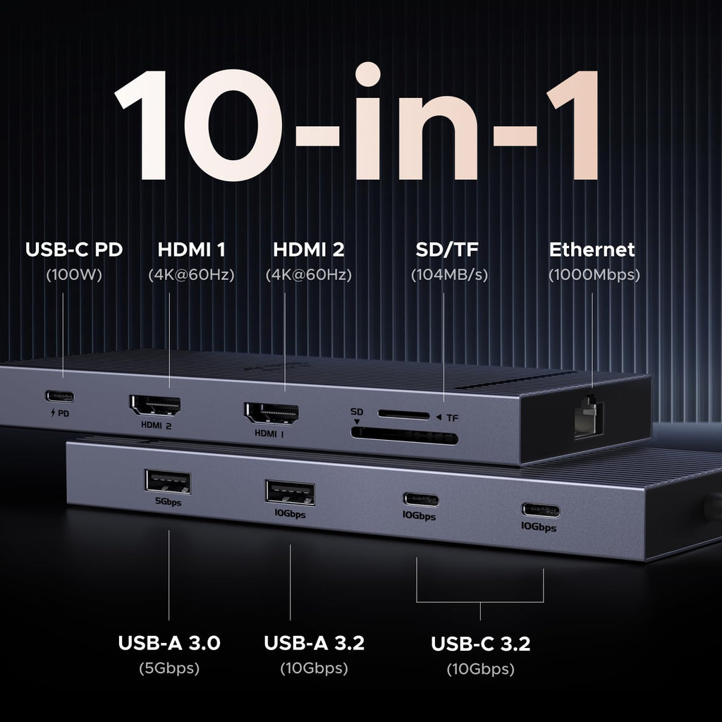 UGREEN Revodok 10 in 1 USB C Docking Station Dual 4K Monitor