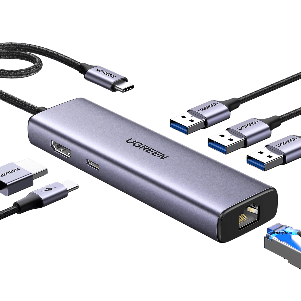 UGREEN Revodok 6 in 1 USB C Hub Gigabit Ethernet Adapter with 4K HDMI