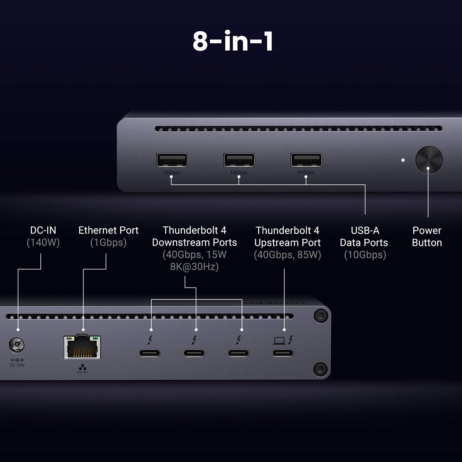 8-in-1 Thunderbolt Docking Station + USB-C Cable