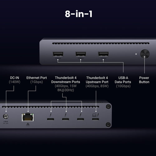 8-in-1 Thunderbolt Docking Station + USB-C Cable
