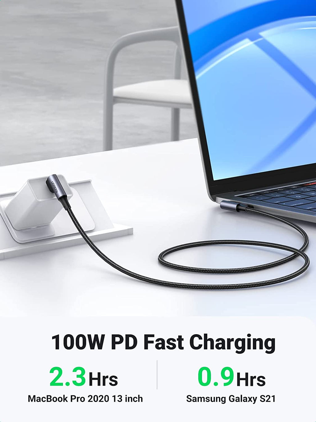 UGREEN USB-C Cable (100W, 90 Degree)