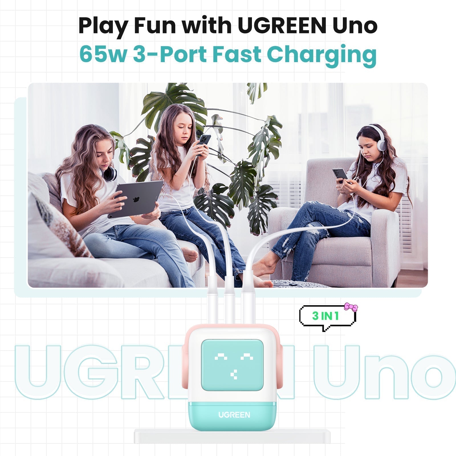 UGREEN Uno Charger 65W (Cyan)
