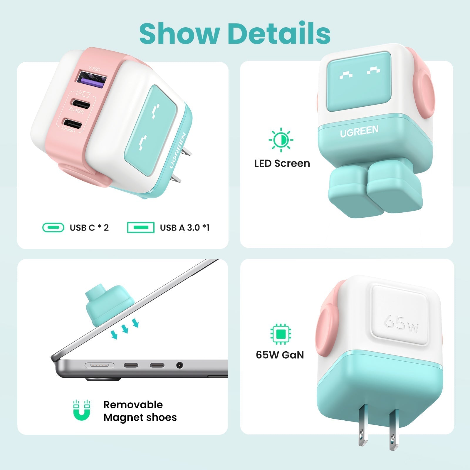 UGREEN Uno Charger 65W (Cyan)