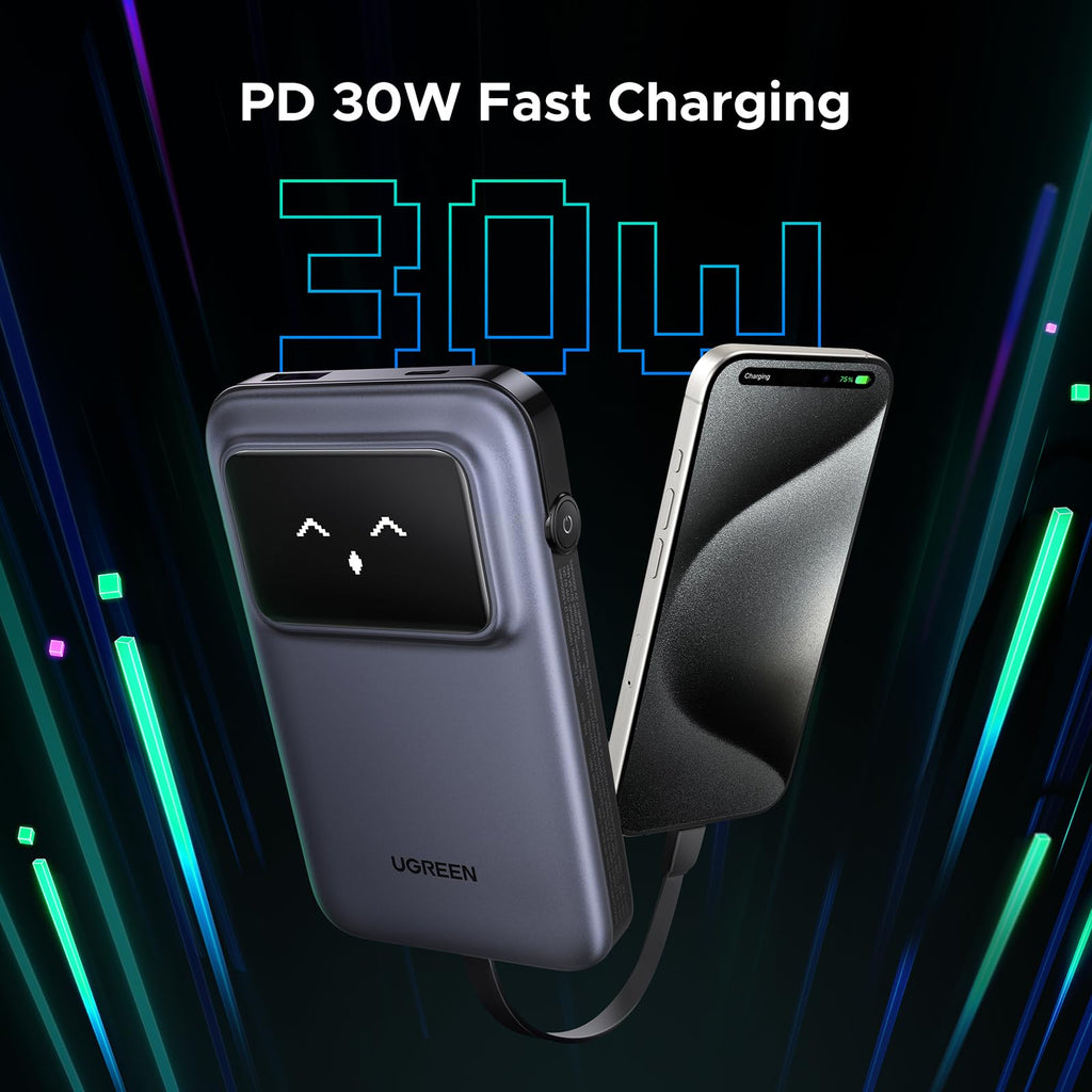 UGREEN Uno Power Bank 10000mAh 30W with Built-in Cable