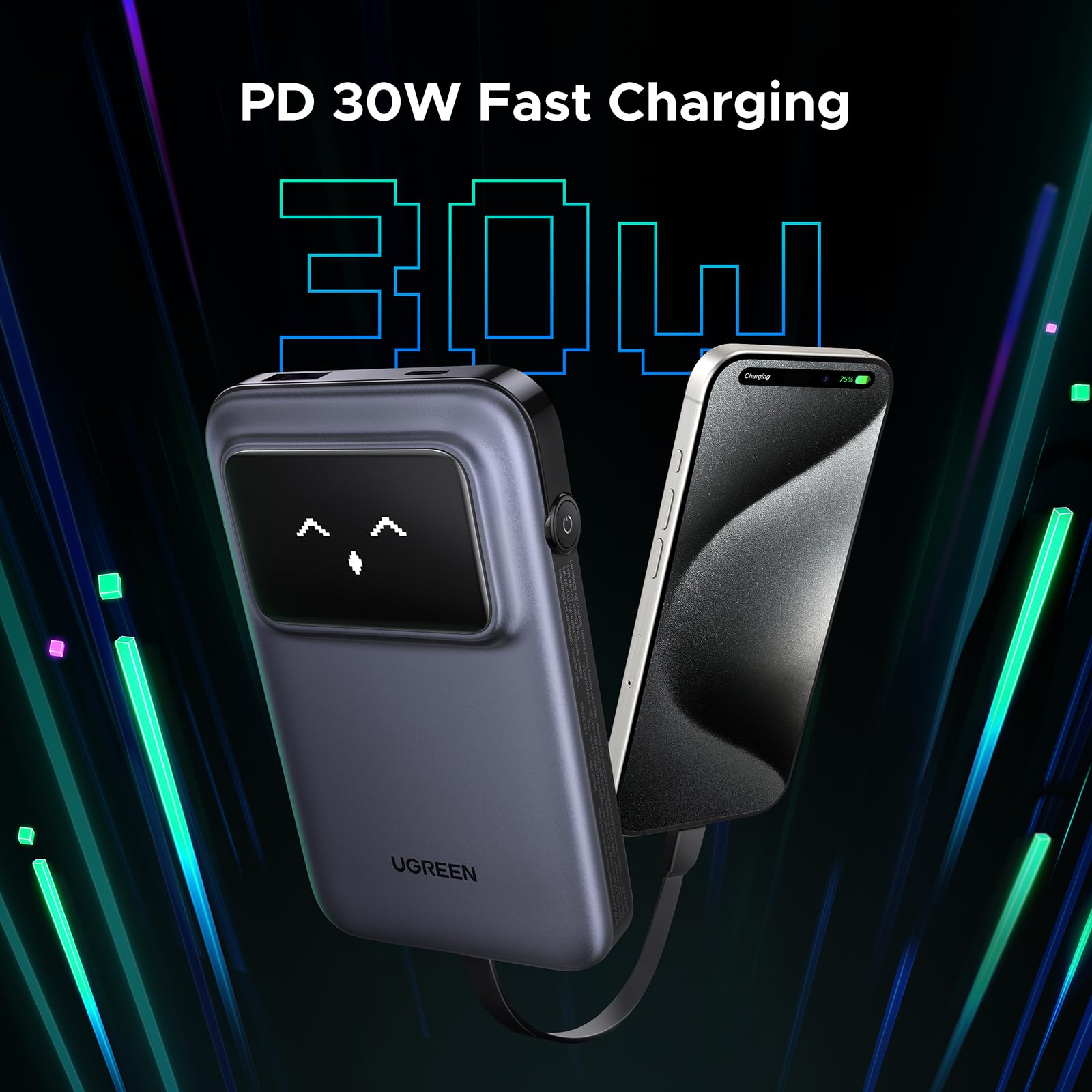 UGREEN Uno Power Bank 10000mAh 30W with Built-in Cable