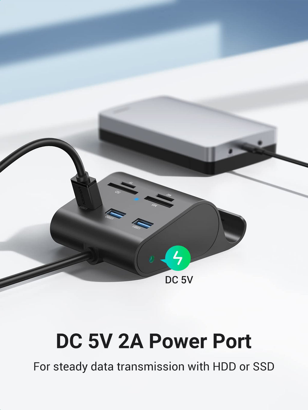 Ugreen USB 3.0 Hub Card Reader with Phone Stand