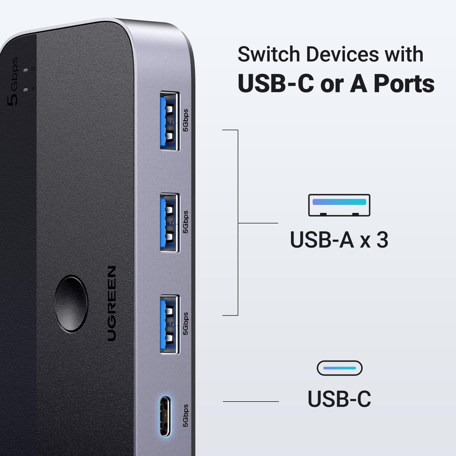 UGREEN USB 3.0 Switch 2 Computers Sharing USB C & A Devices