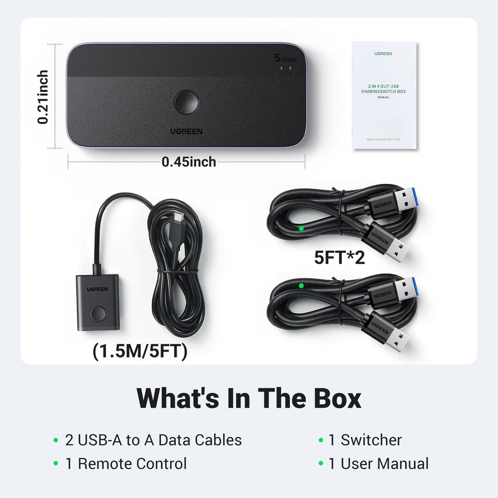 UGREEN USB 3.0 Switch 2 Computers Sharing USB C & A Devices