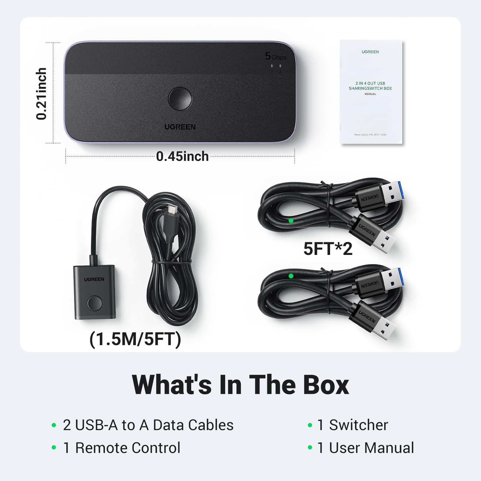 UGREEN USB 3.0 Switch 2 Computers Sharing USB C & A Devices